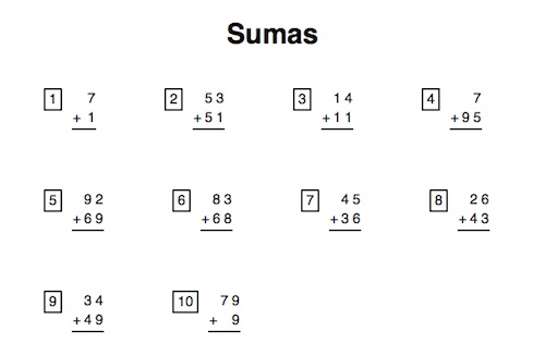 Una hoja de sumas